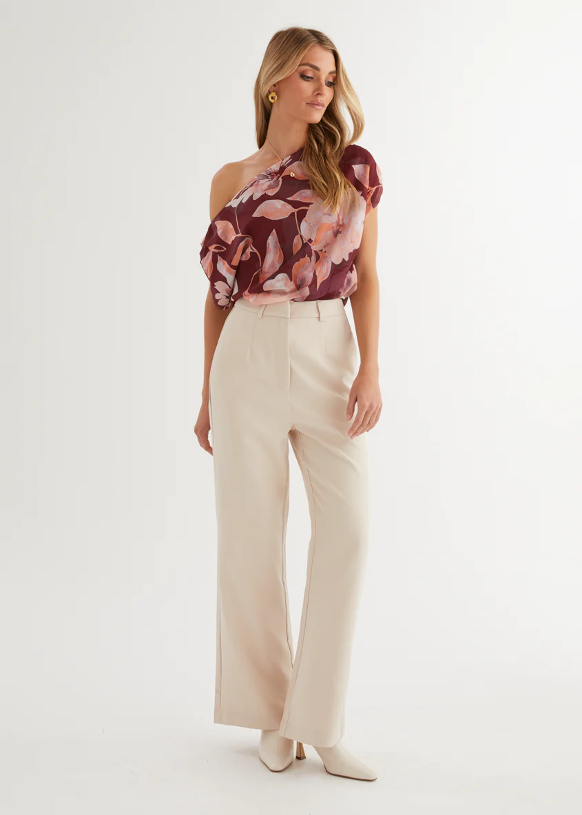 Tatum Off Shoulder Top - Burgundy Floral - Honorern
