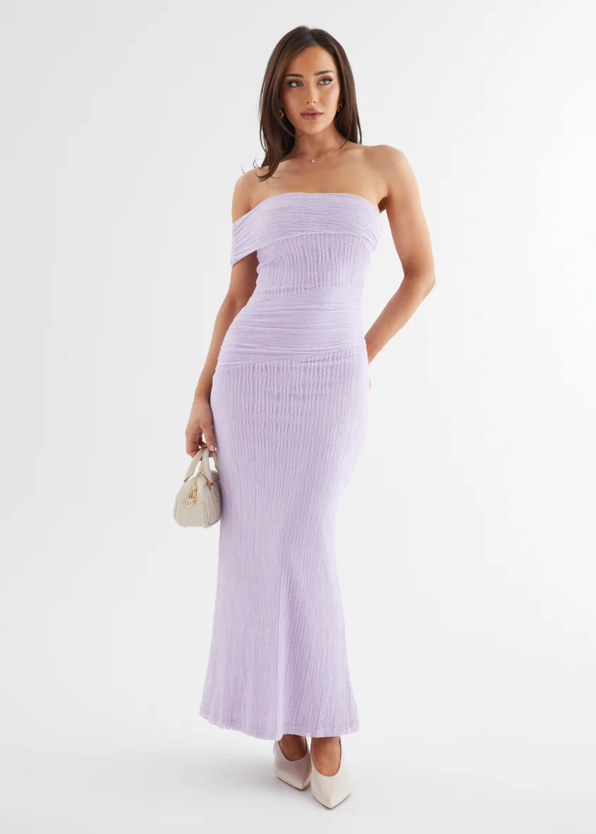 Allina Mesh Maxi Dress - Lilac Lace - Honorern