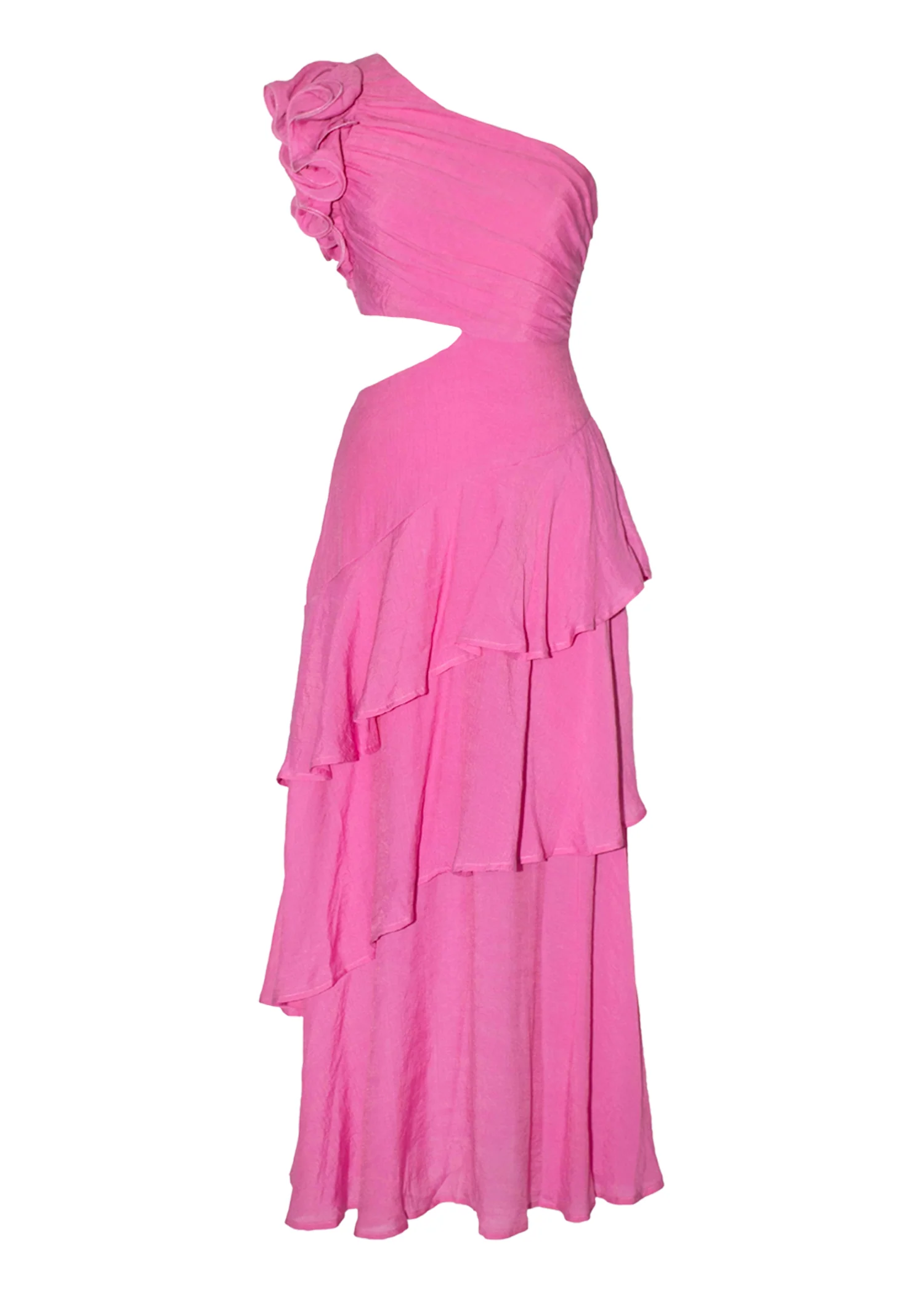 Lexi One Shoulder Maxi Dress - Pink - Honorern