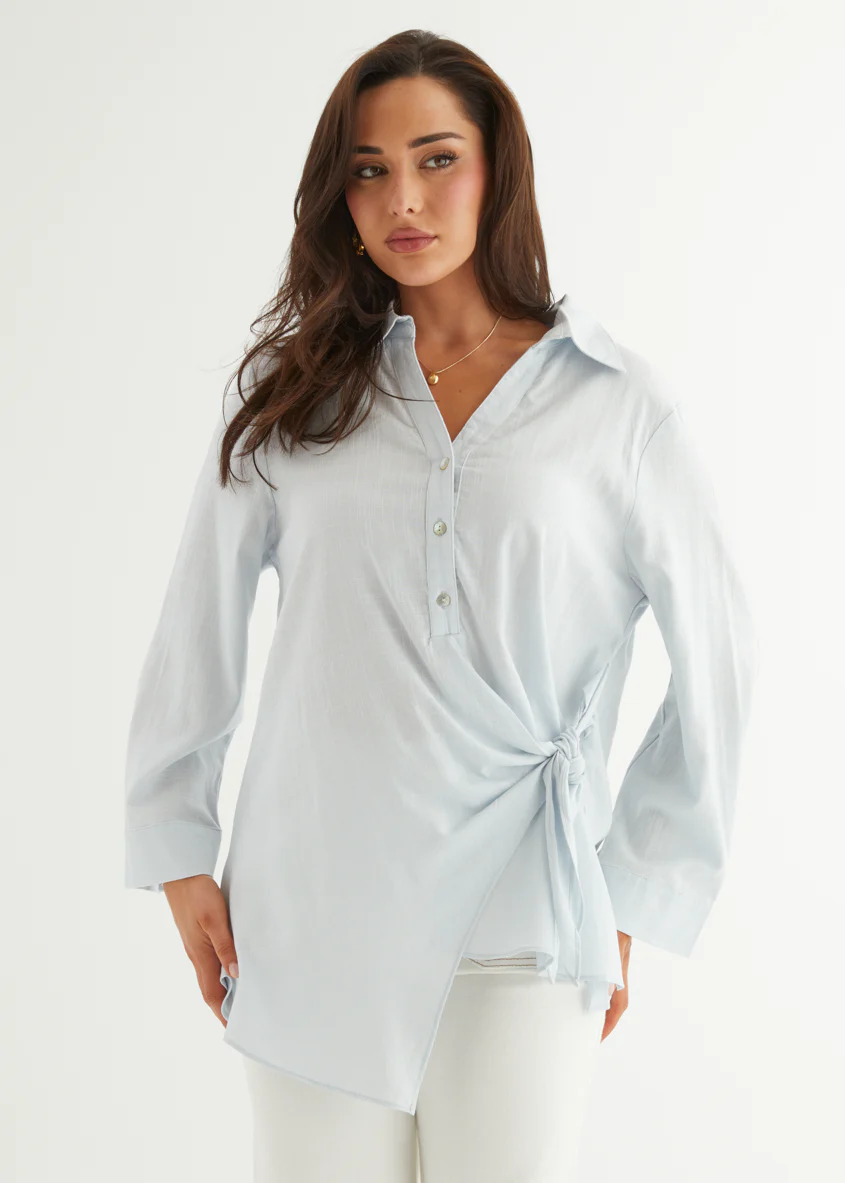 Harper Wrap Shirt - Ice Blue - Honorern