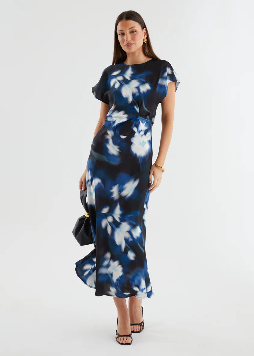 Odesza Maxi Dress - Navy Abstract - Honorern