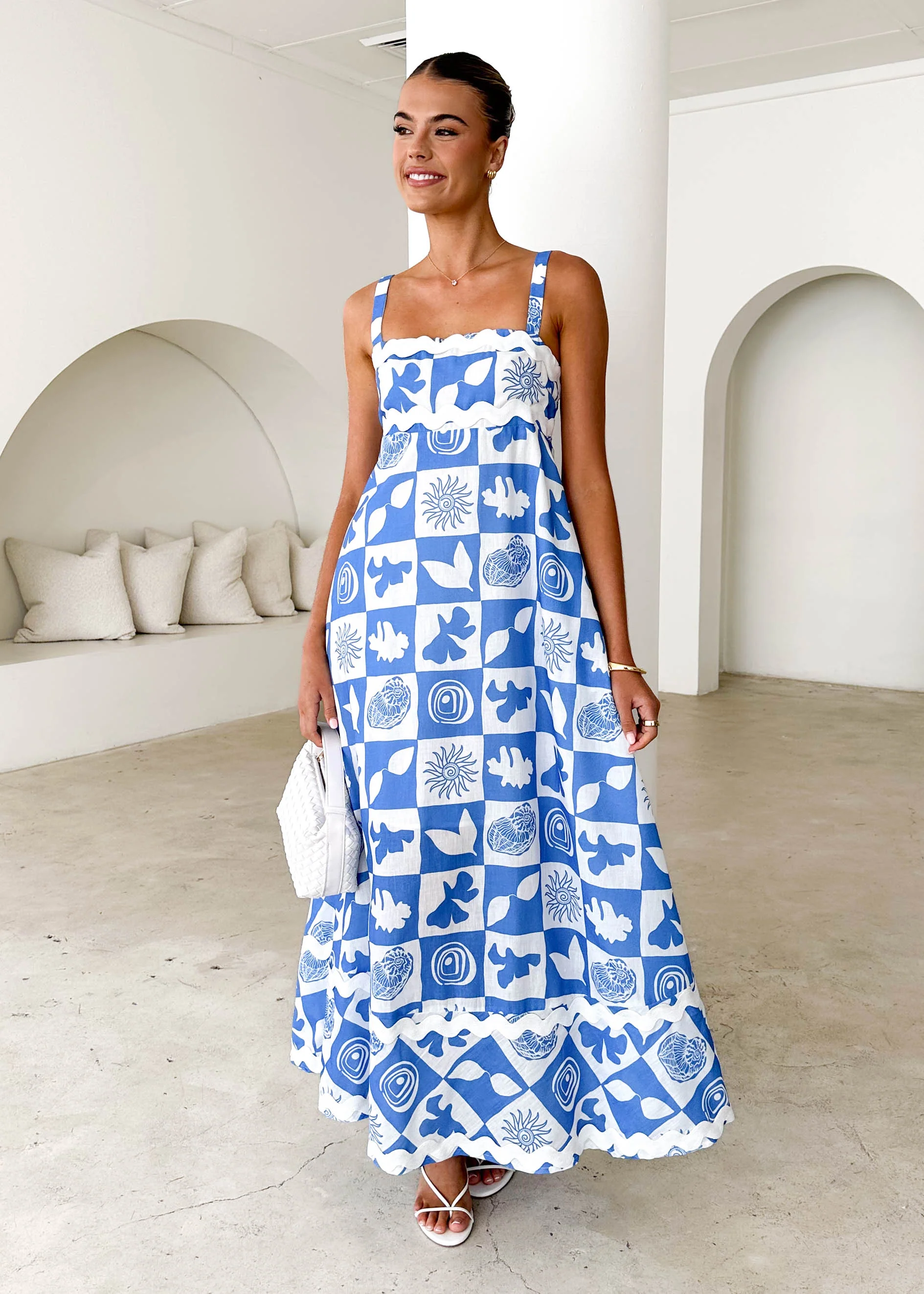 Breezy Maxi Dress - Blue Abstract - Honorern