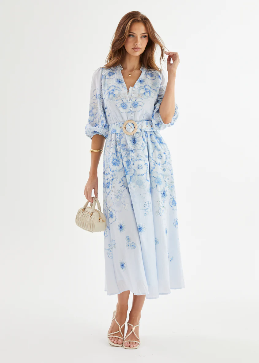 Lani Maxi Dress - Blue Flowers - Honorern