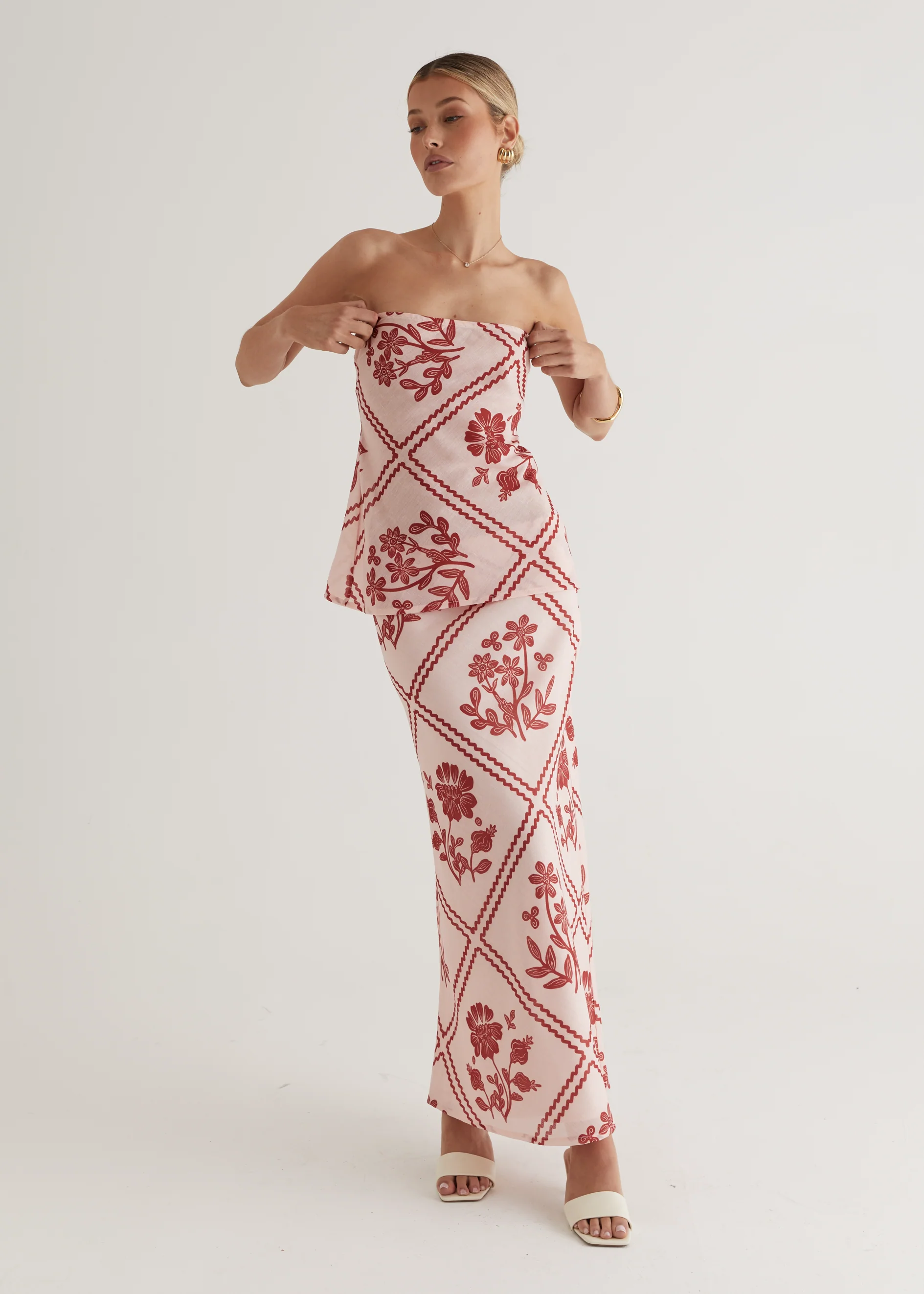 Madi Maxi Skirt - Red Floral - Honorern