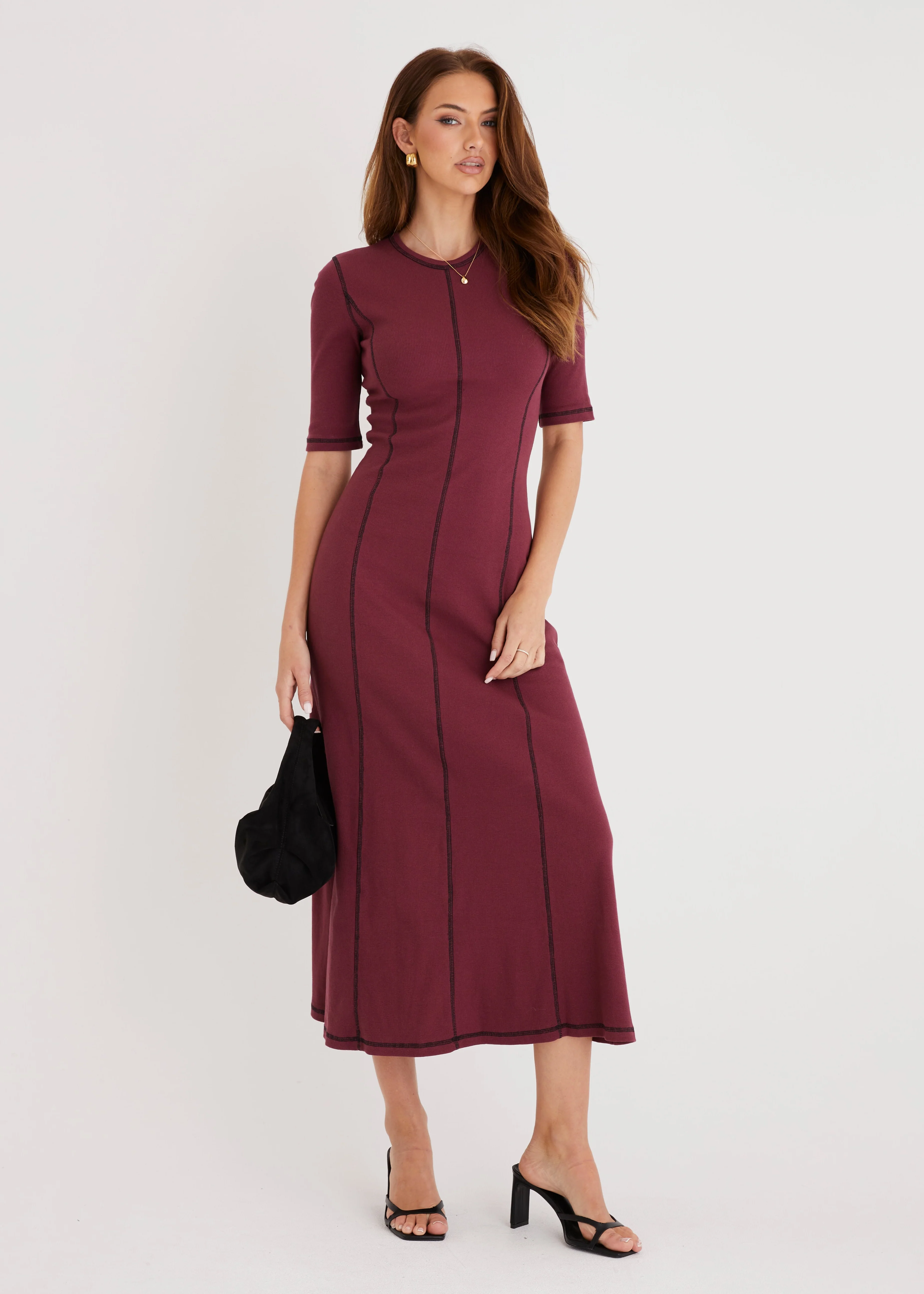 Simba Midi Dress - Burgundy - Honorern