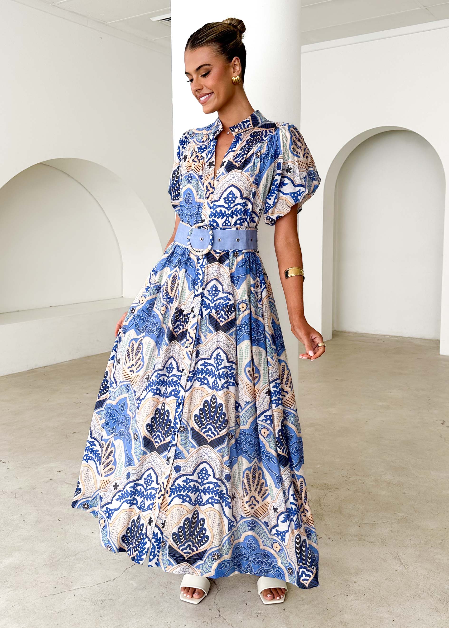 Ciroc Maxi Dress - Blue Paisley - Honorern