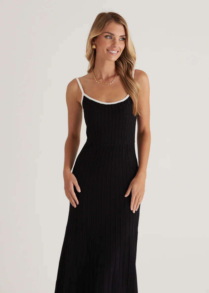 Lennox Knit Maxi Dress - Black - Honorern