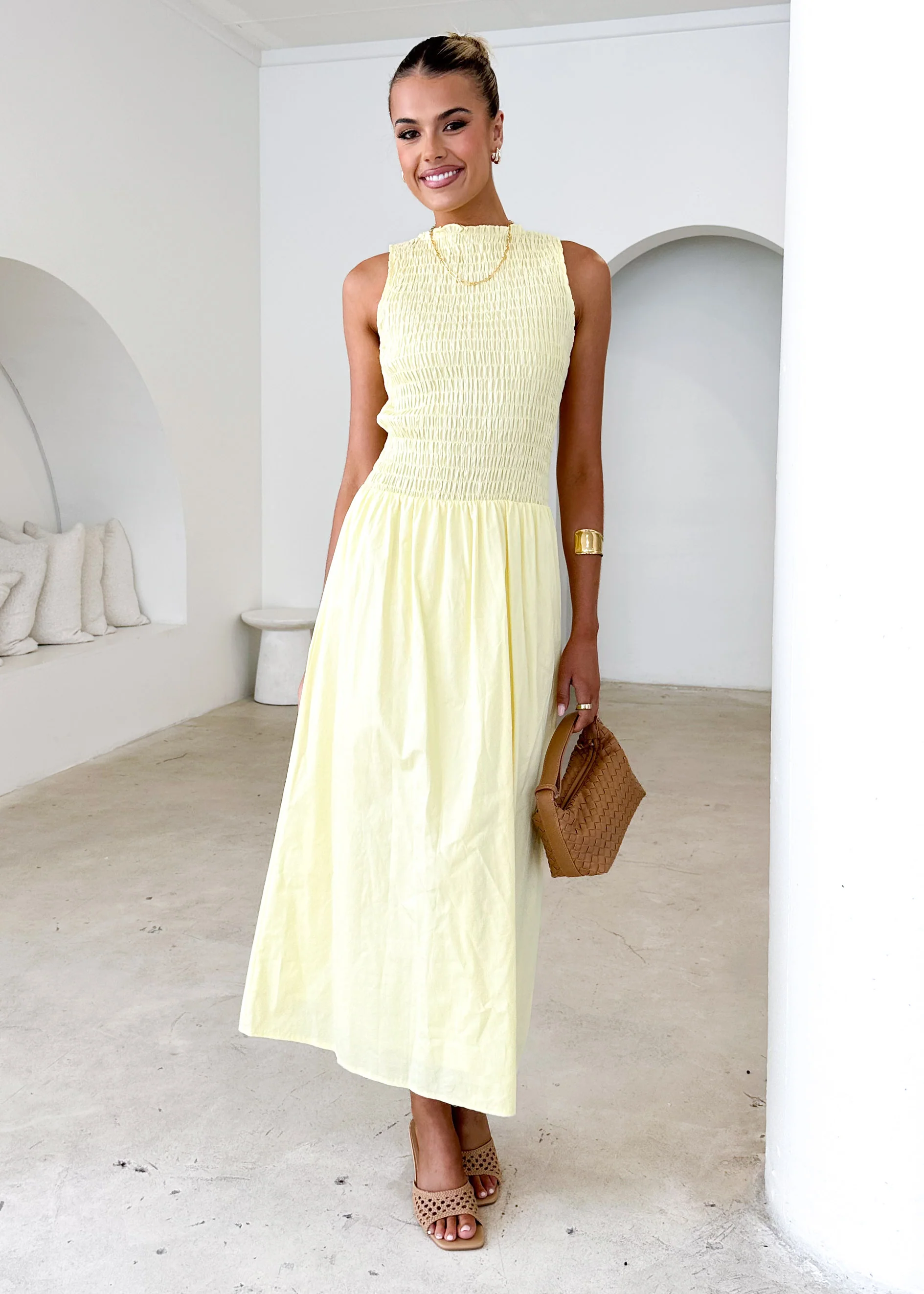 Brixton Midi Dress - Lemon - Honorern