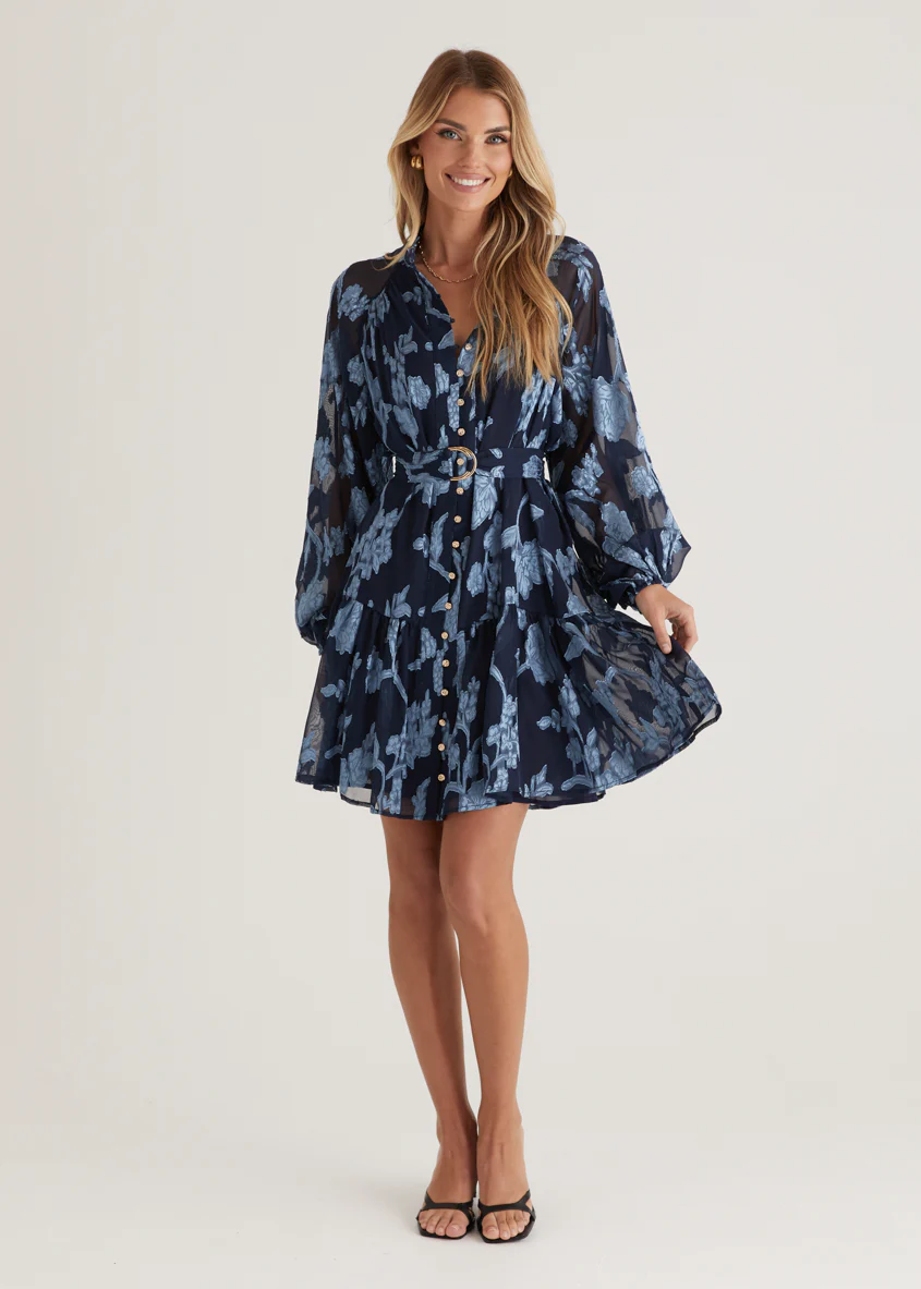 Azalea Dress - Blue Floral - Honorern