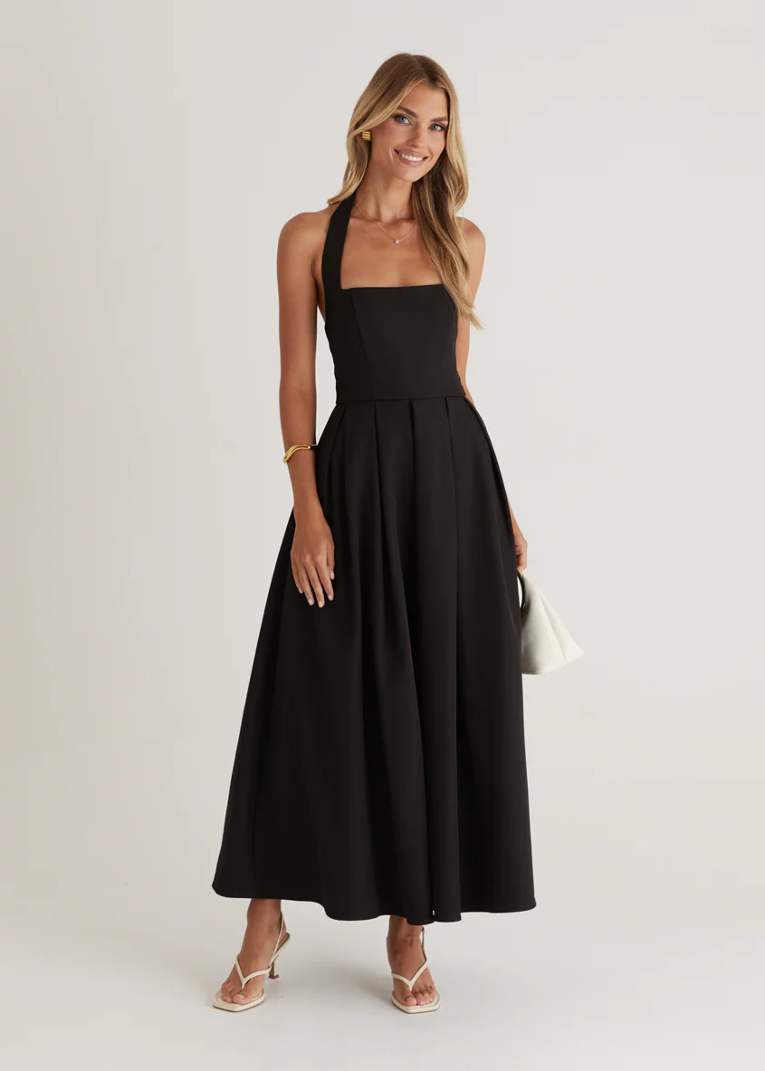 Leigh Halter Maxi Dress - Black - Honorern
