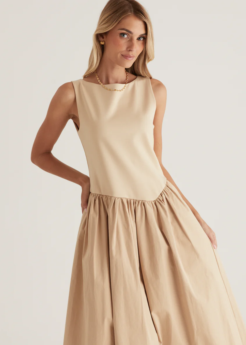 Annaleise Midi Dress - Beige - Honorern