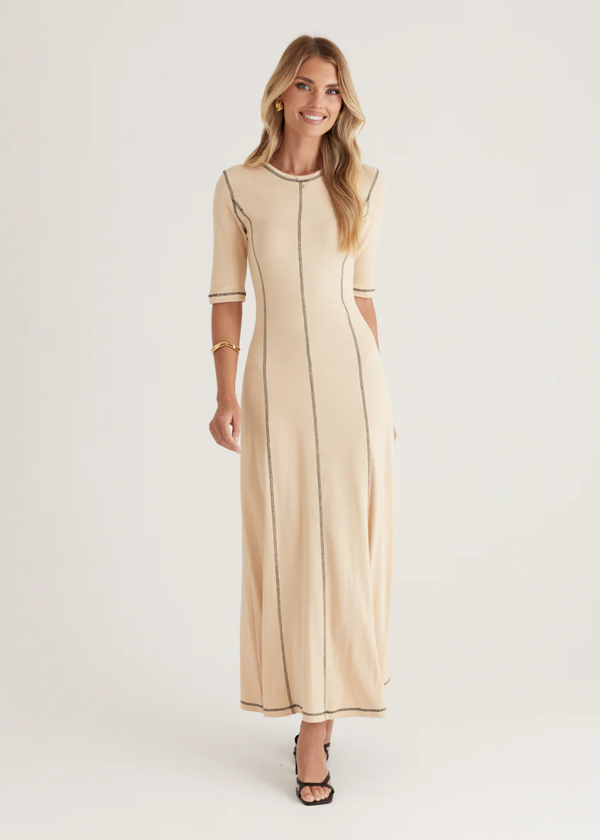 Simba Midi Dress - Beige - Honorern