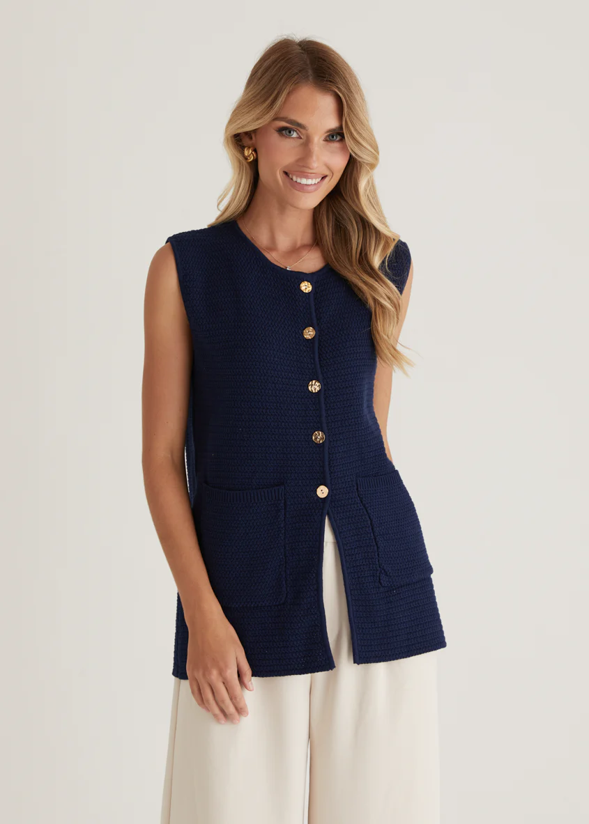 Tiffany Knit Vest - Navy - Honorern