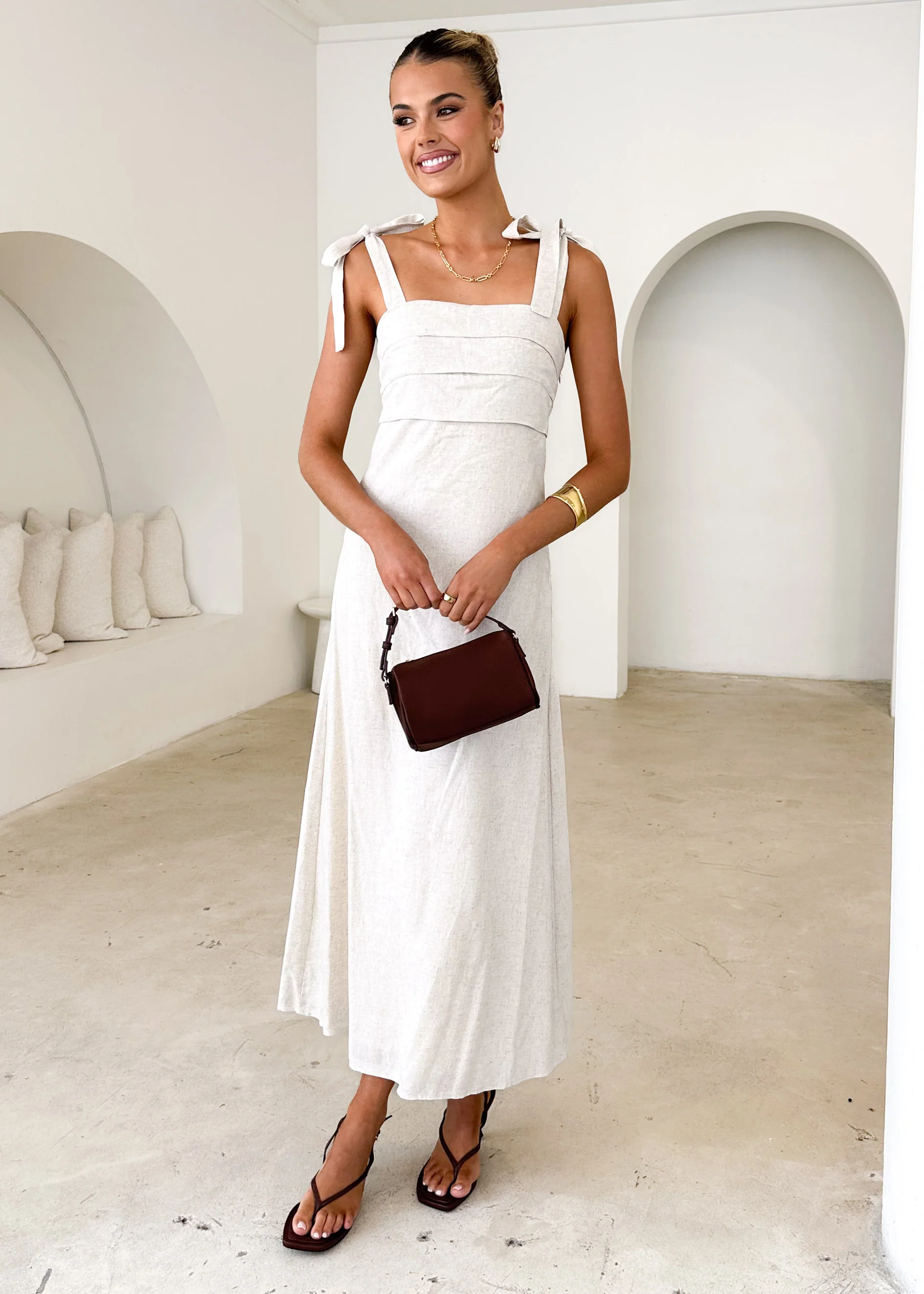 Cartia Maxi Dress - Oatmeal - Honorern