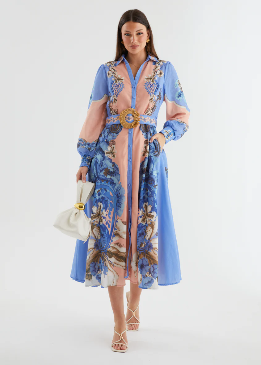 Huntington Midi Dress - Blue Willow - Honorern