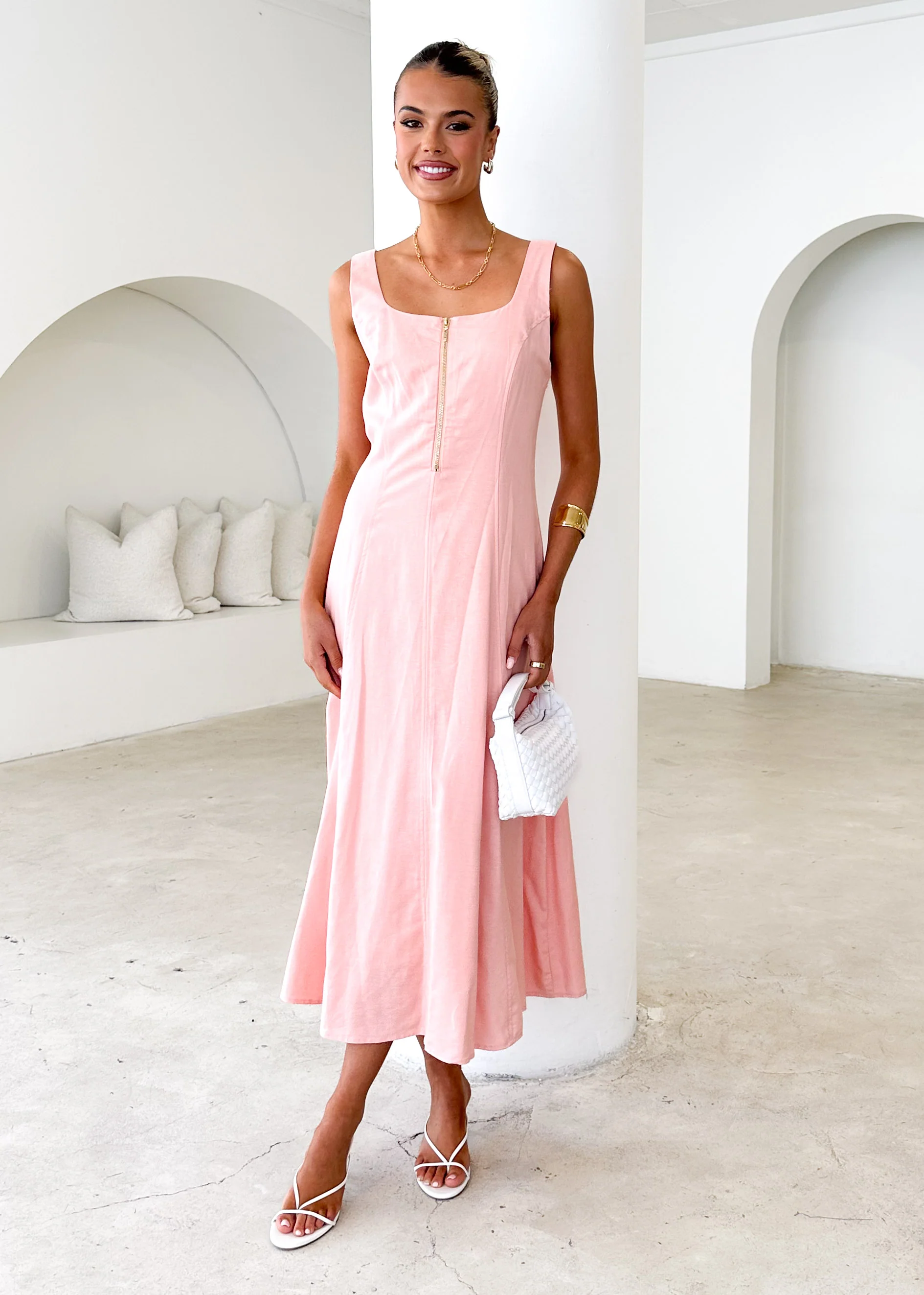Ventura Midi Dress - Peach - Honorern