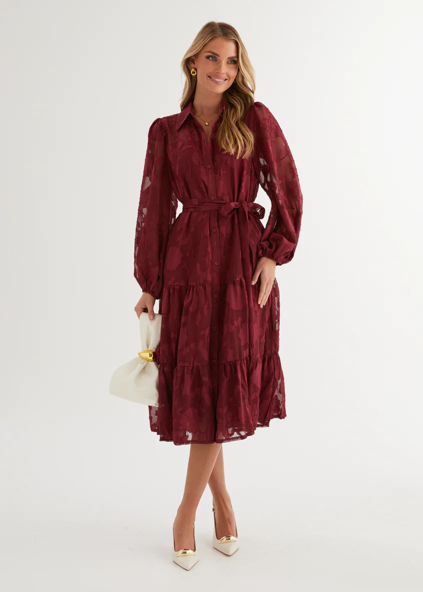 Lucinda Maxi Dress - Burgundy - Honorern