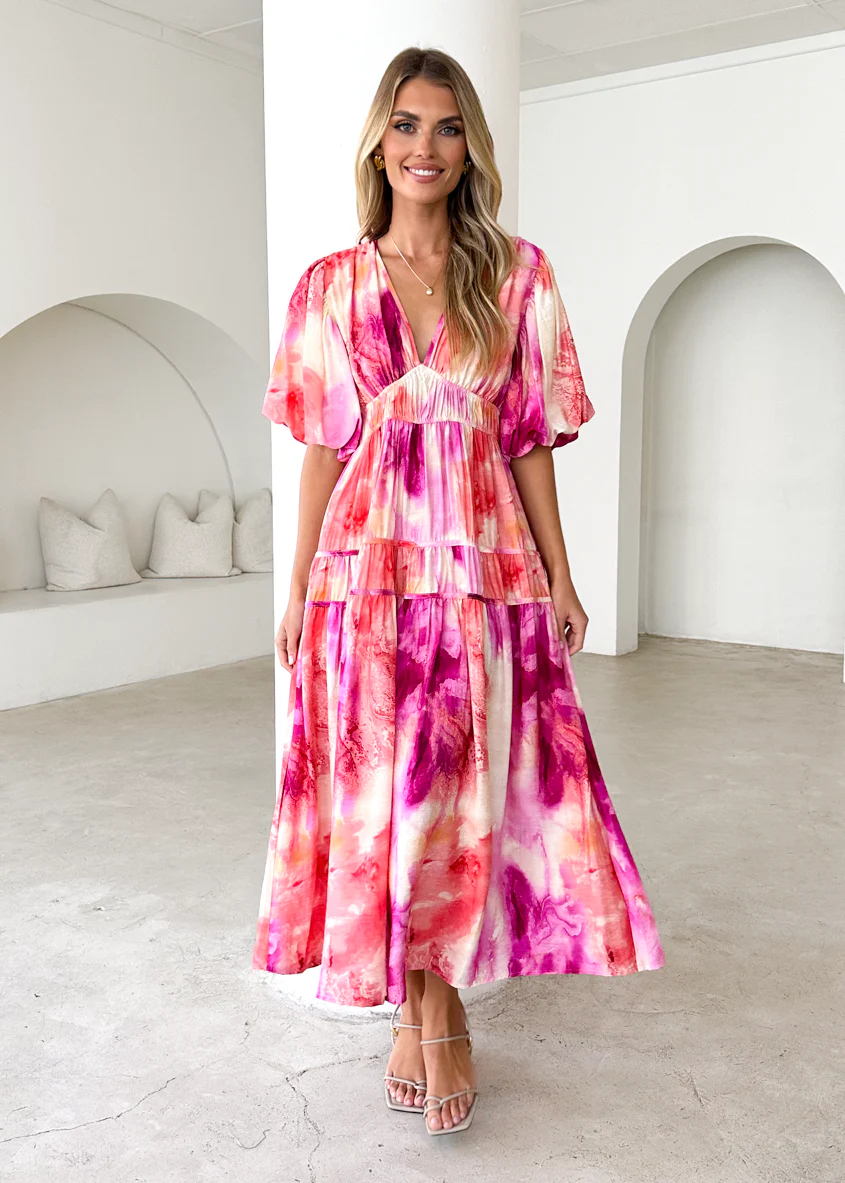 Bedford Maxi Dress - Magenta Splash - Honorern