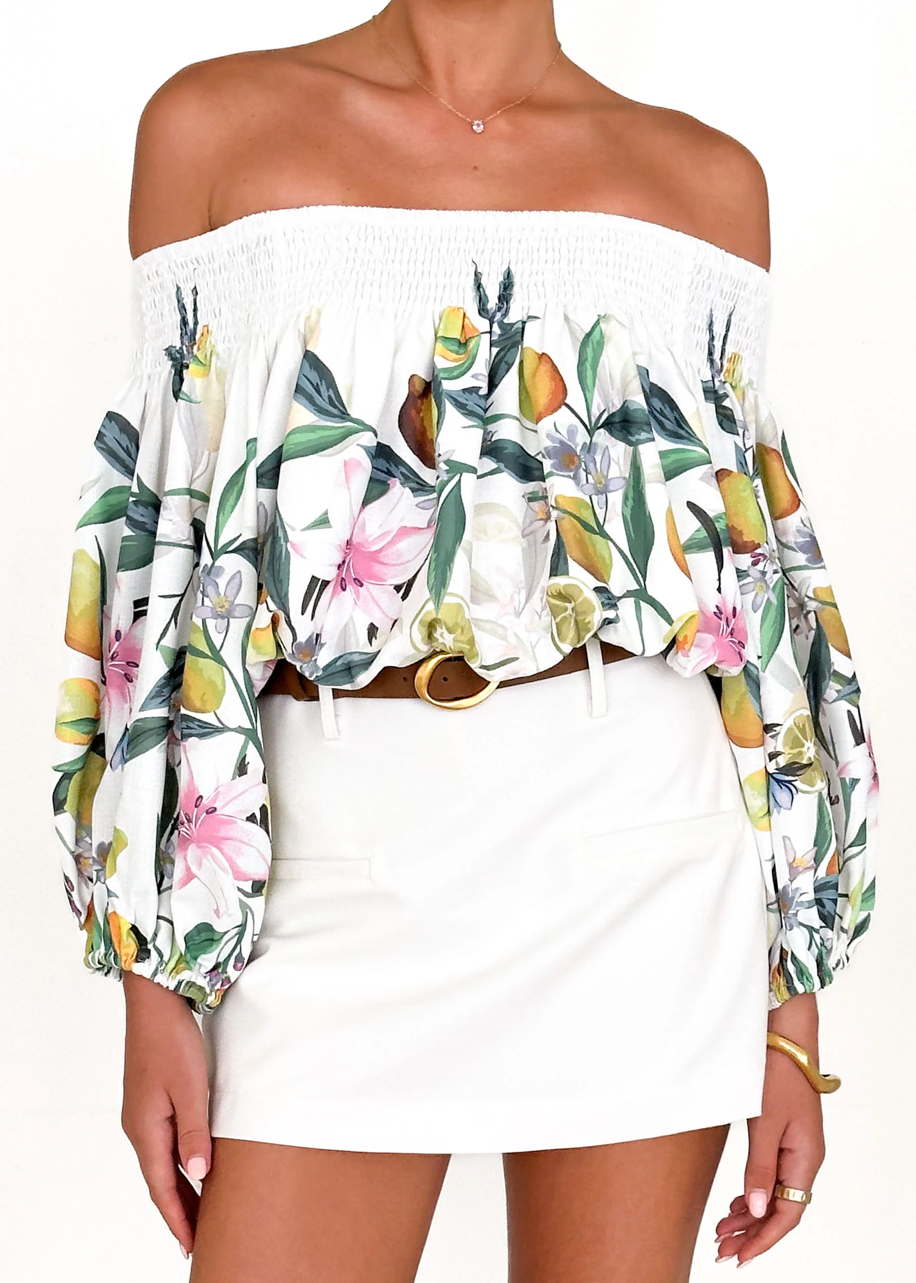 Averie Off Shoulder Top - Limoncello - Honorern