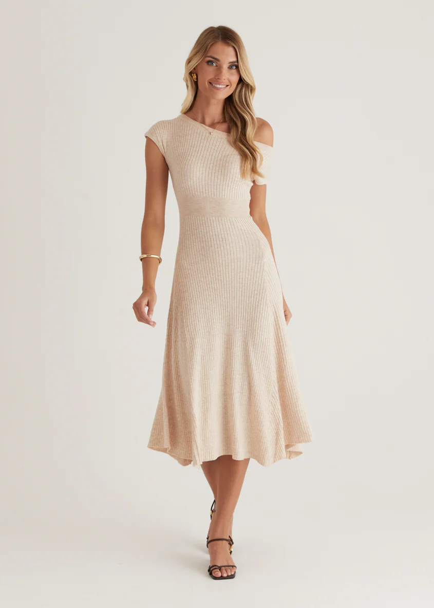 Siren Knit Midi Dress - Oat - Honorern