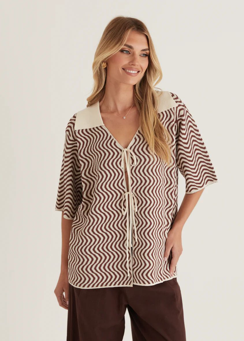 Charley Knit Top - Brown Swirl - Honorern