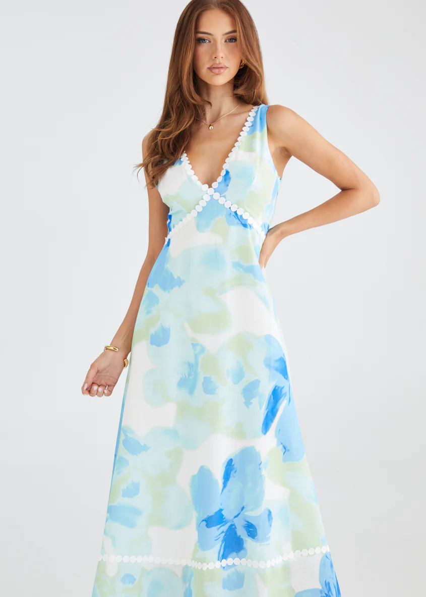 Atlas Maxi Dress - Blue Watercolour - Honorern