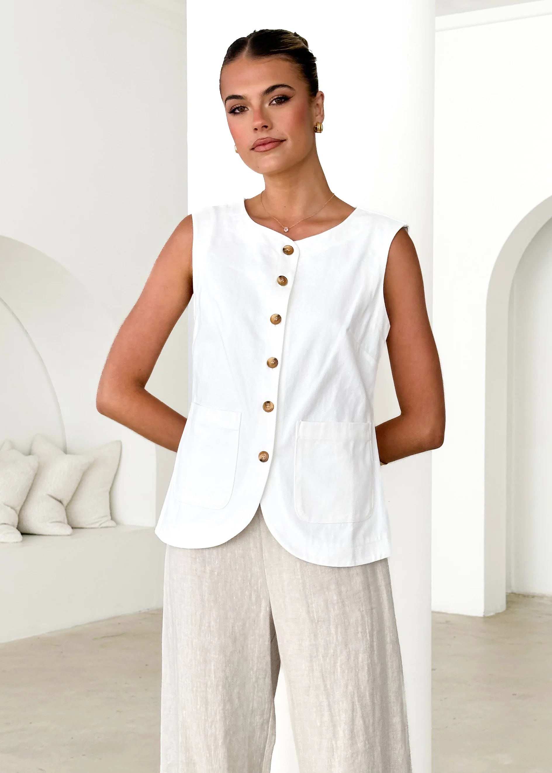 Xenon Vest Top - Off White - Honorern