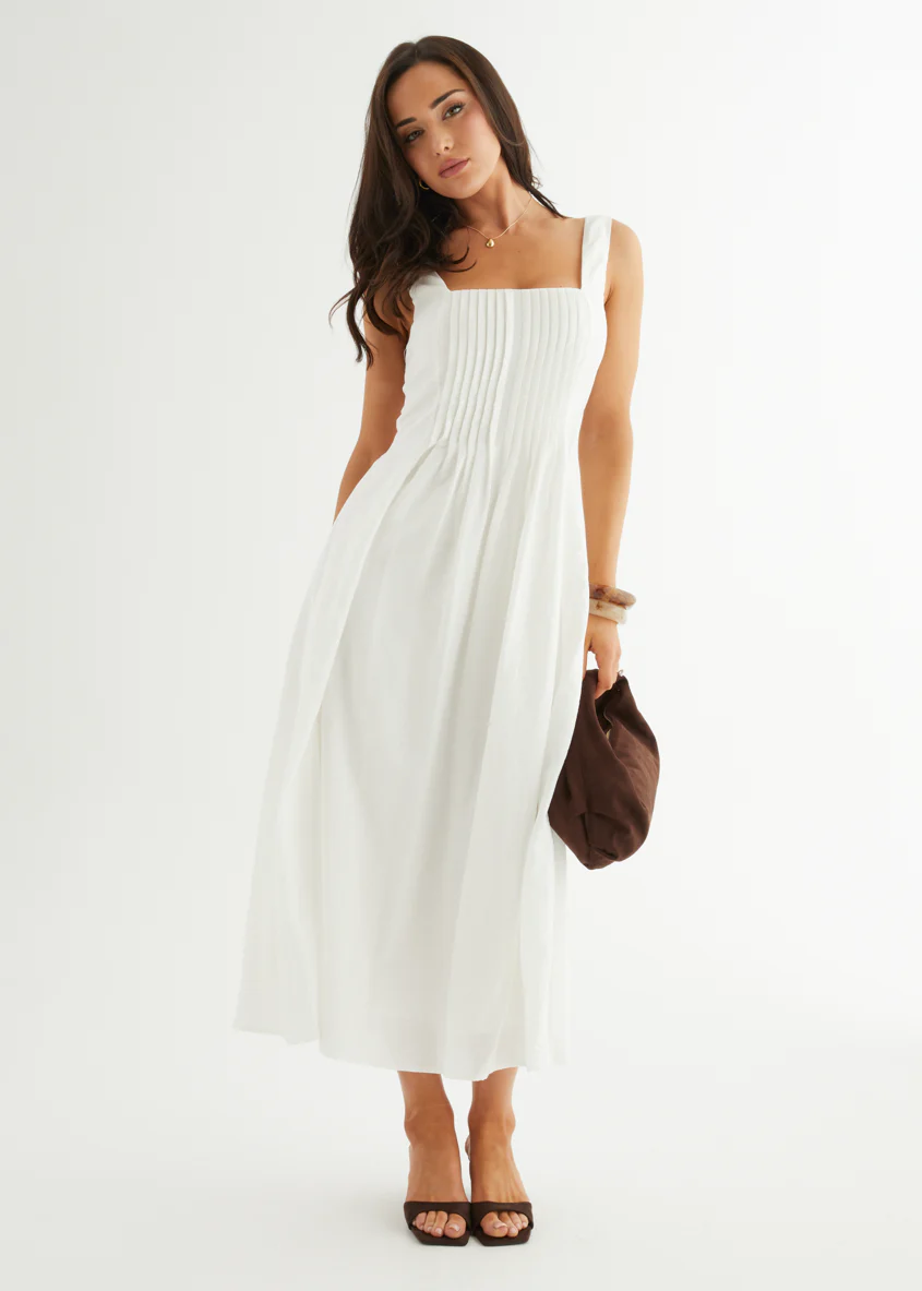 Neishia Midi Dress - Off White - Honorern