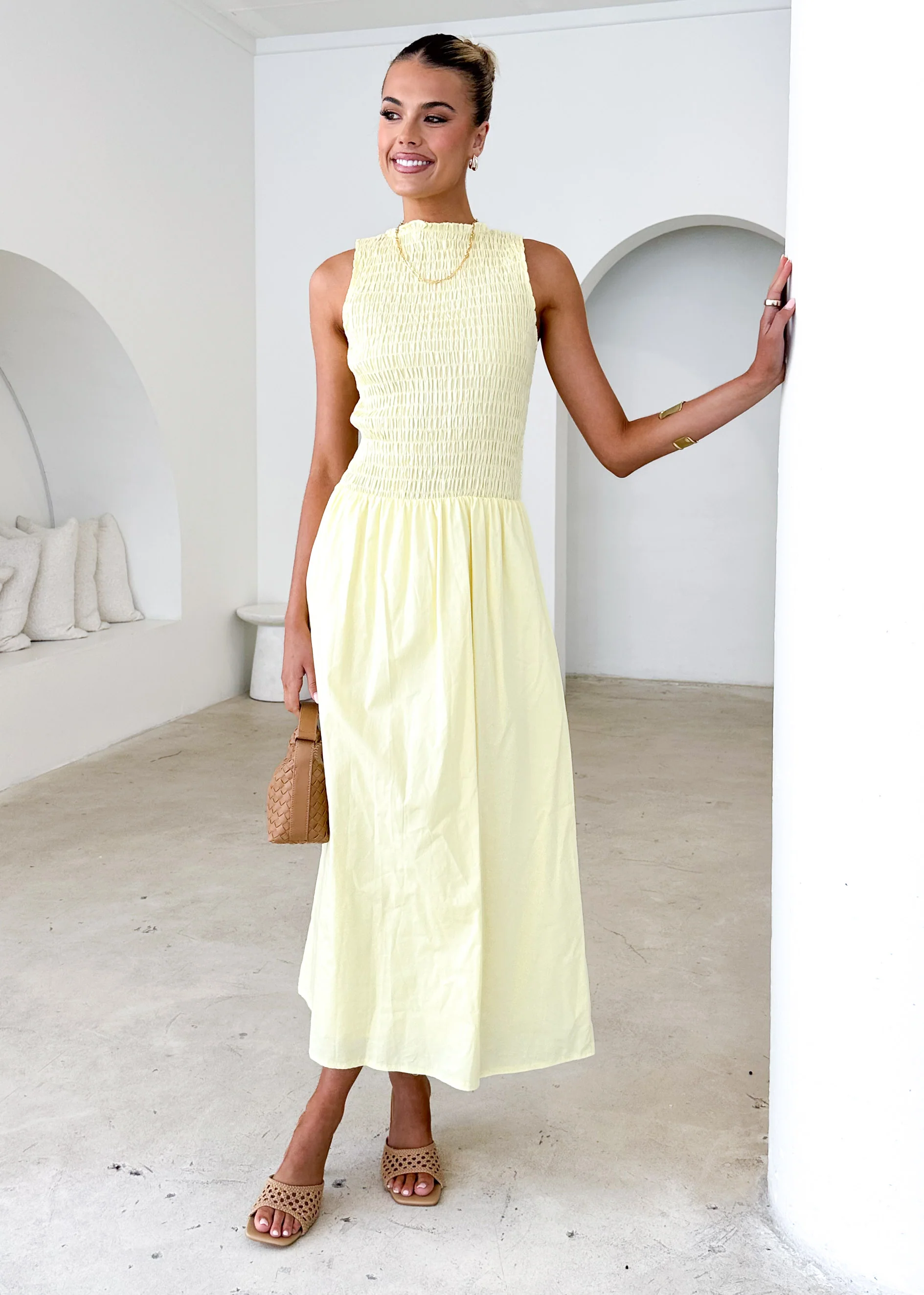 Brixton Midi Dress - Lemon - Honorern