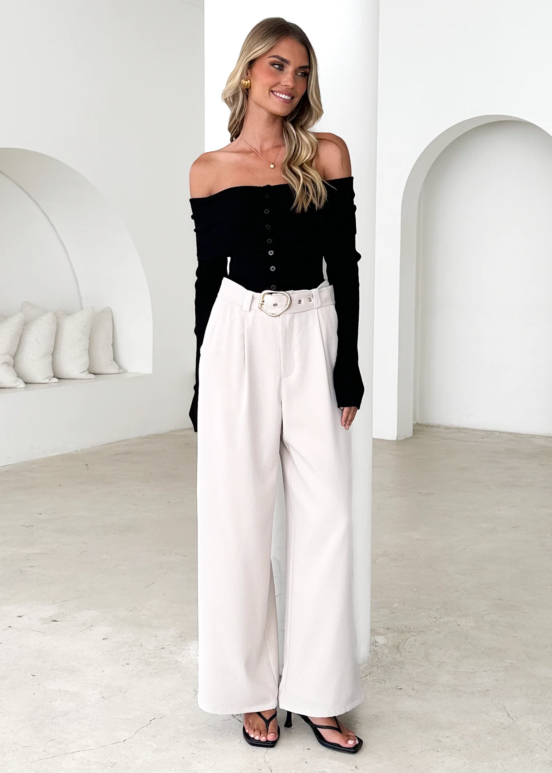 Talulah Off Shoulder Knit Top - Black - Honorern