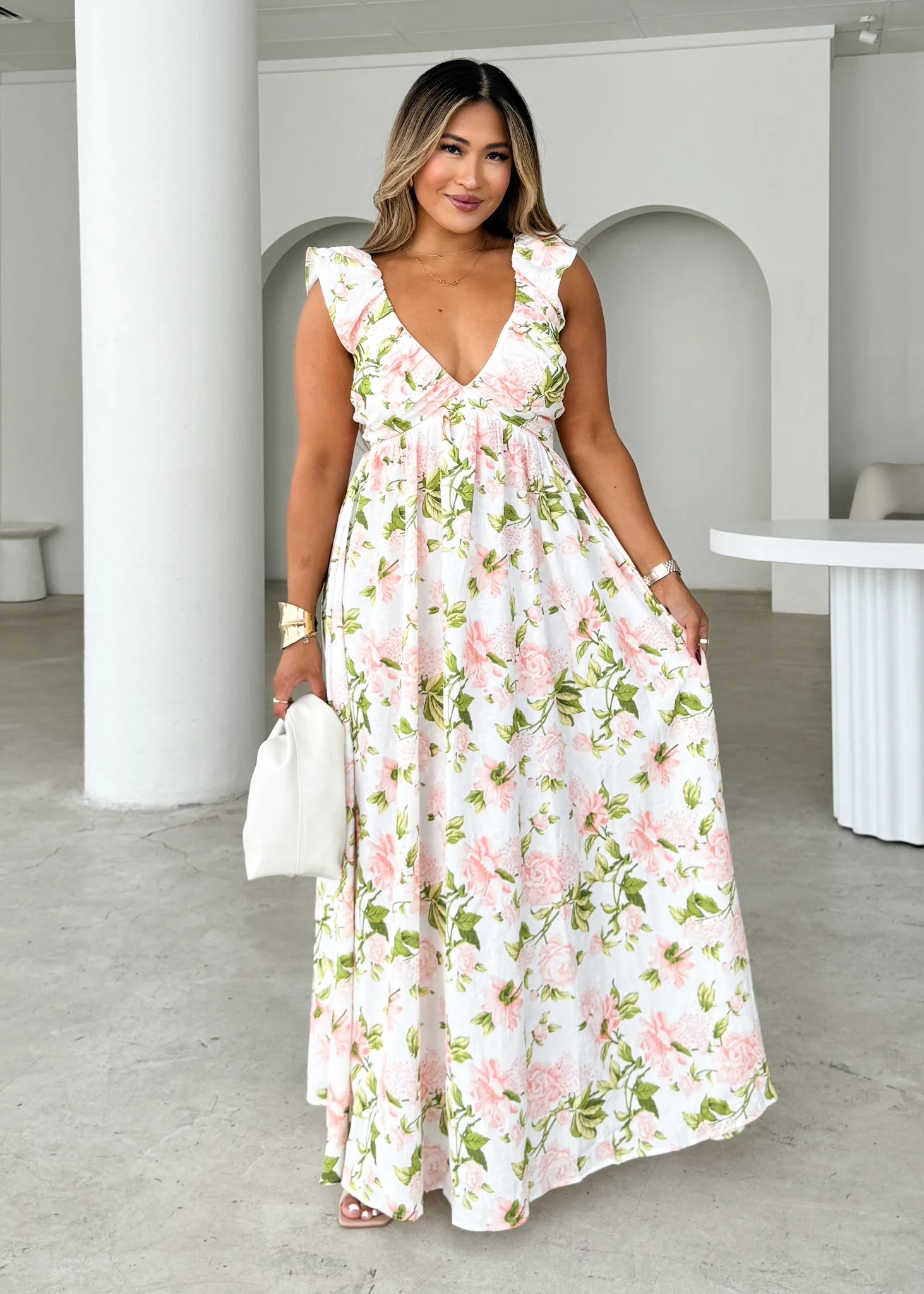 Hadley Maxi Dress - Peach Floral - Honorern