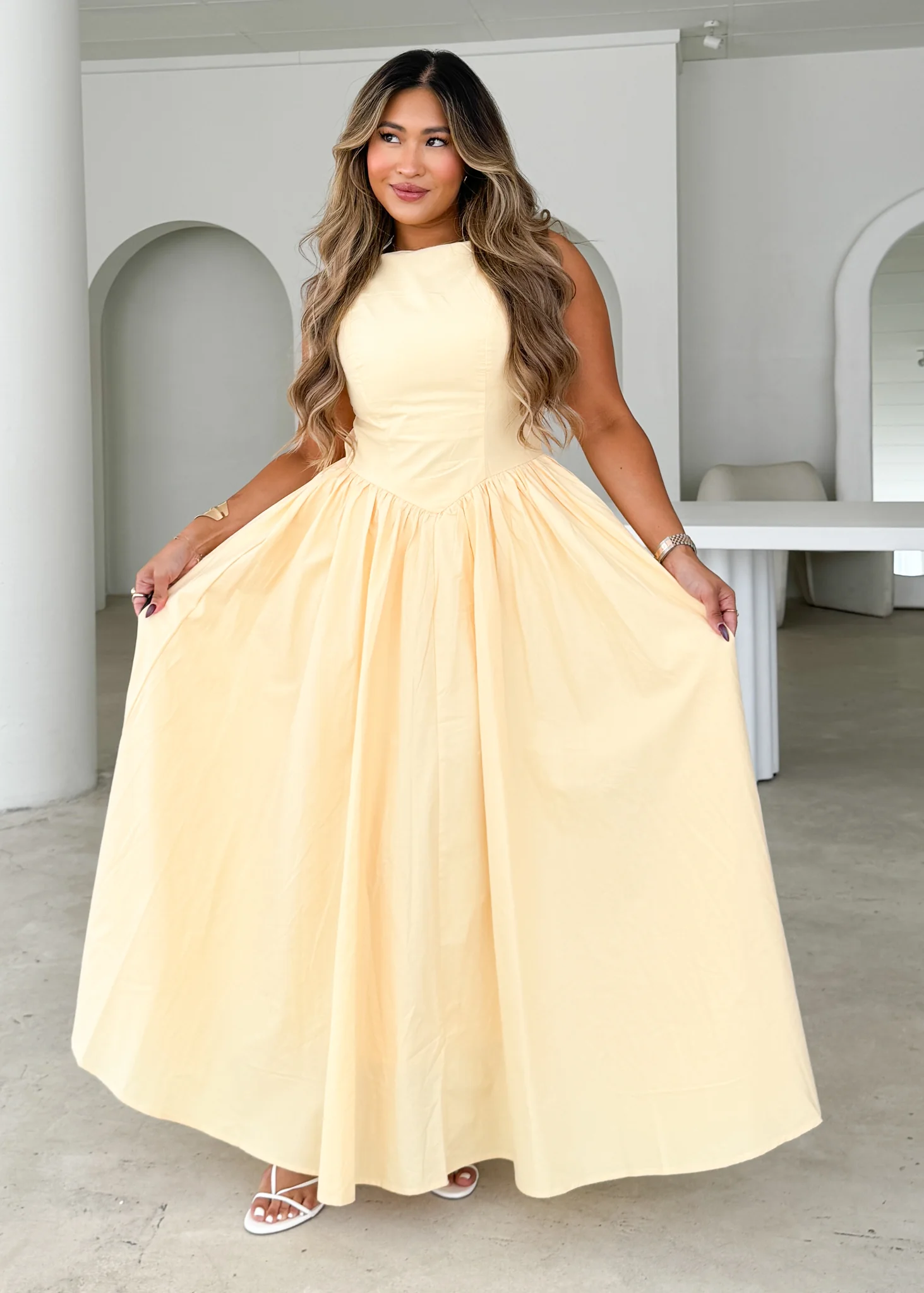 Bessie Maxi Dress - Lemon - Honorern