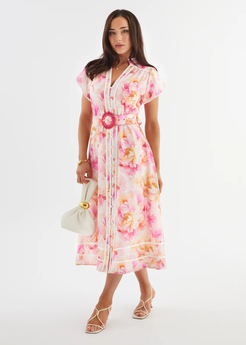 Dafina Maxi Dress - Magenta Floral - Honorern