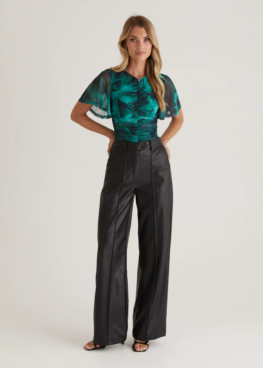 Joey Mesh Top - Emerald Watercolour - Honorern