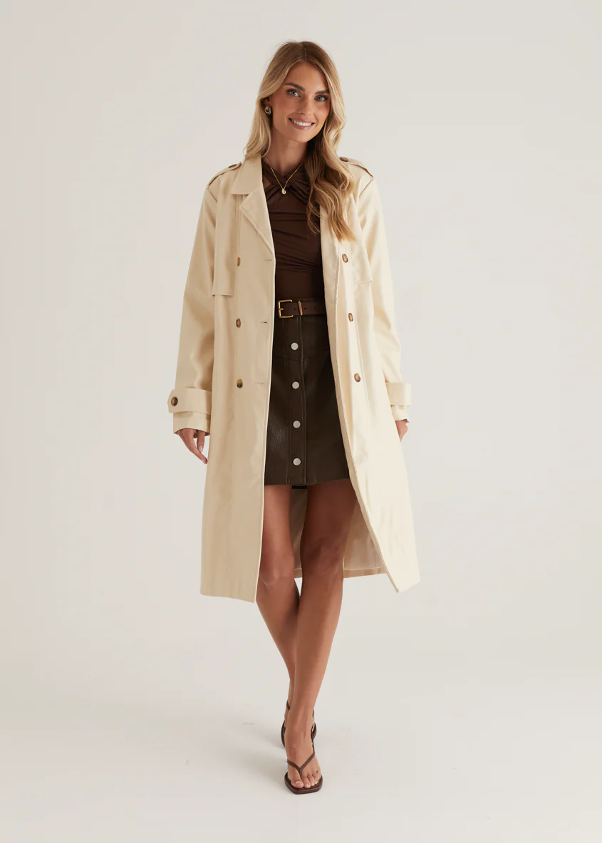 Elkie Pu Trench - Cream - Honorern