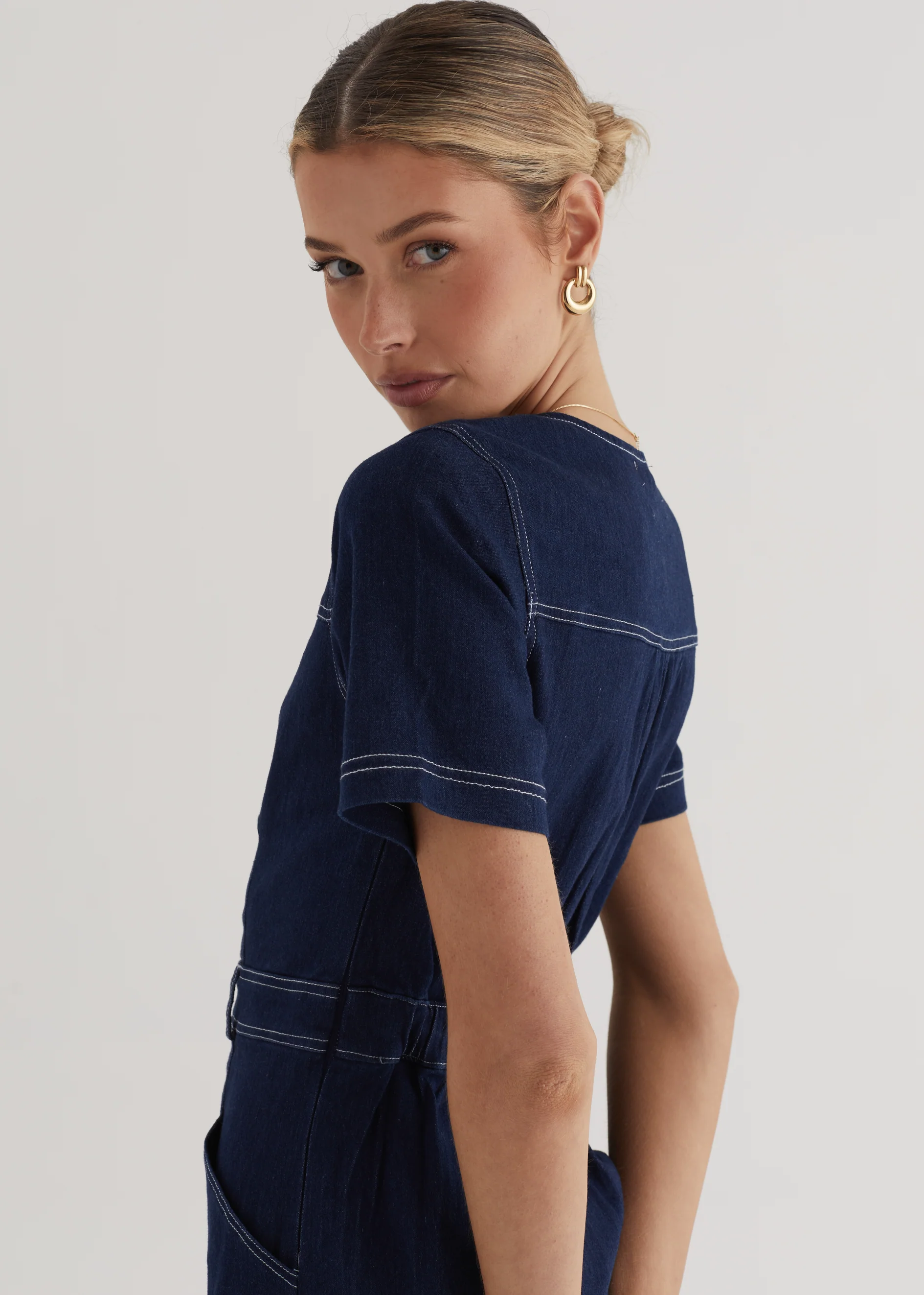 Petra Denim Midi Dress - Indigo - Honorern