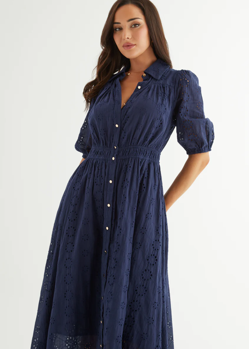 Eryn Midi Dress - Navy Anglaise - Honorern