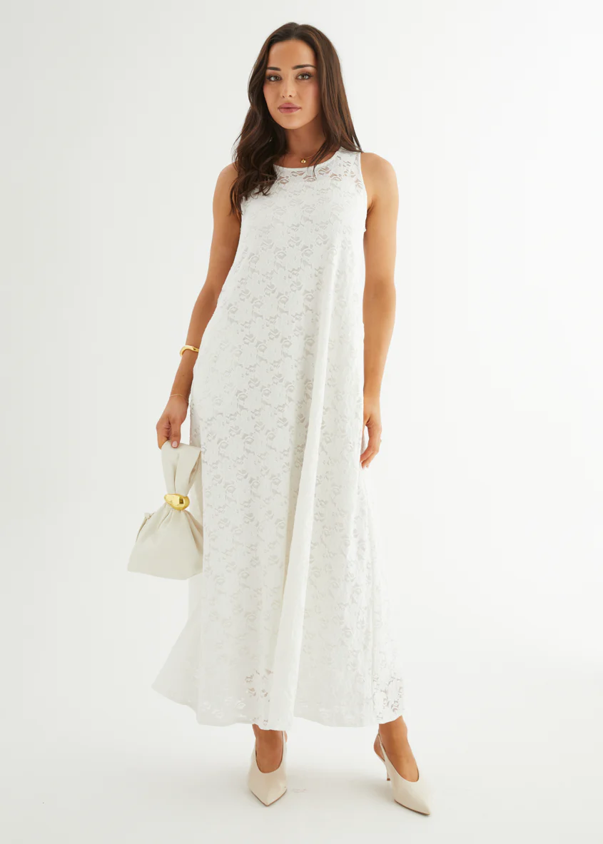 Aneika Lace Maxi Dress - White - Honorern