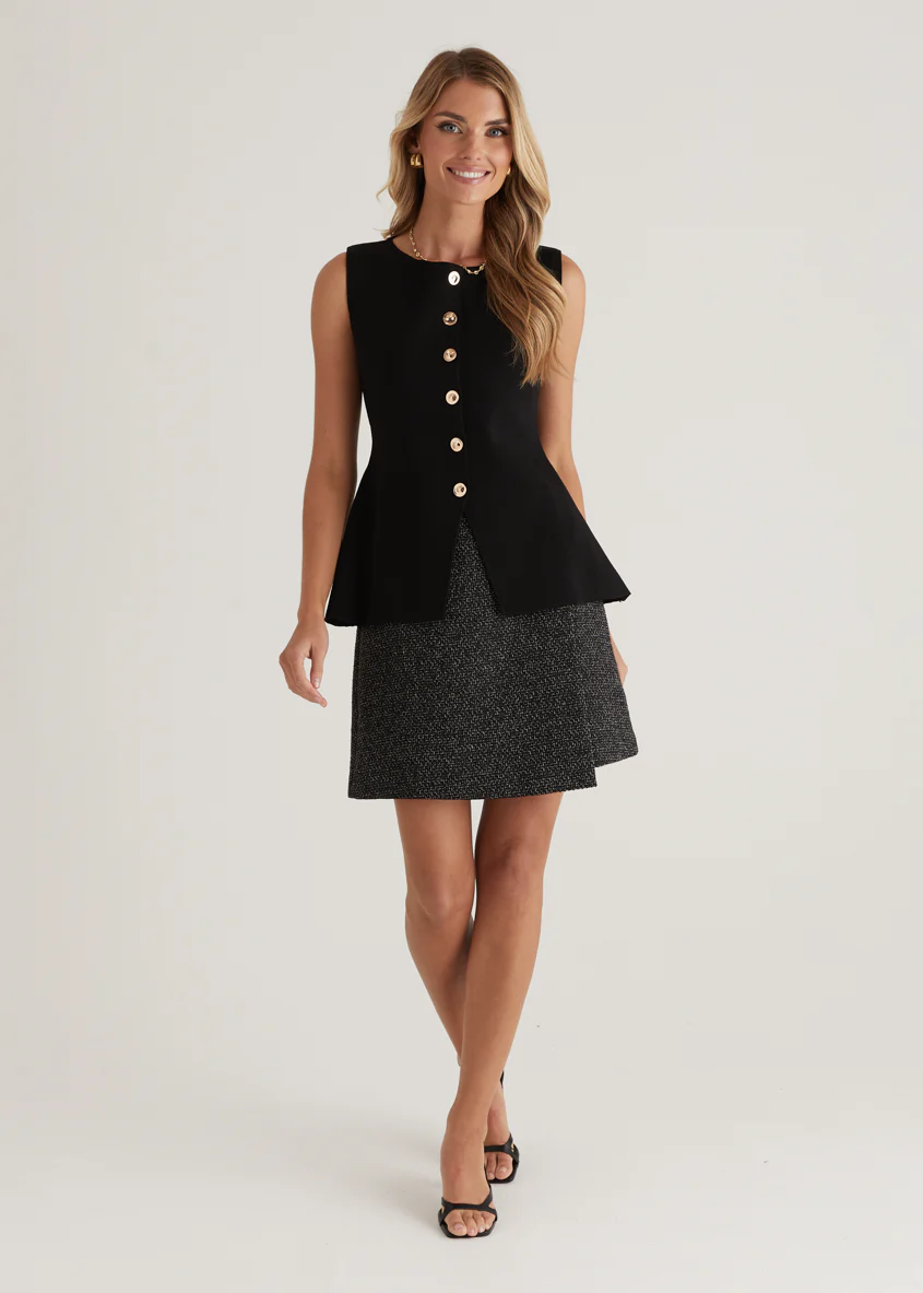 Tristy Knit Vest - Black - Honorern