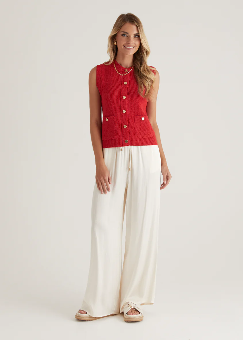 Wrennie Knitted Vest - Red - Honorern