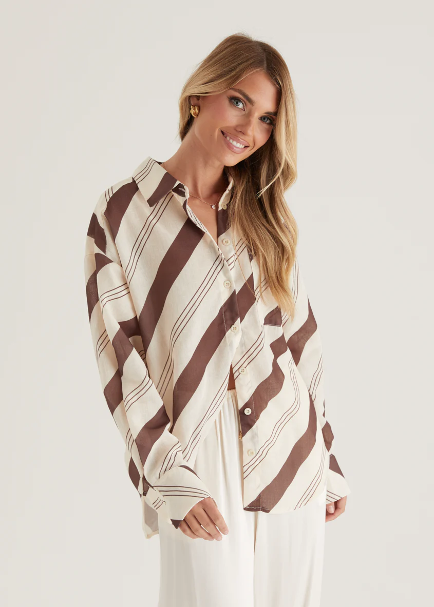 Jessa Shirt - Choc Stripe - Honorern