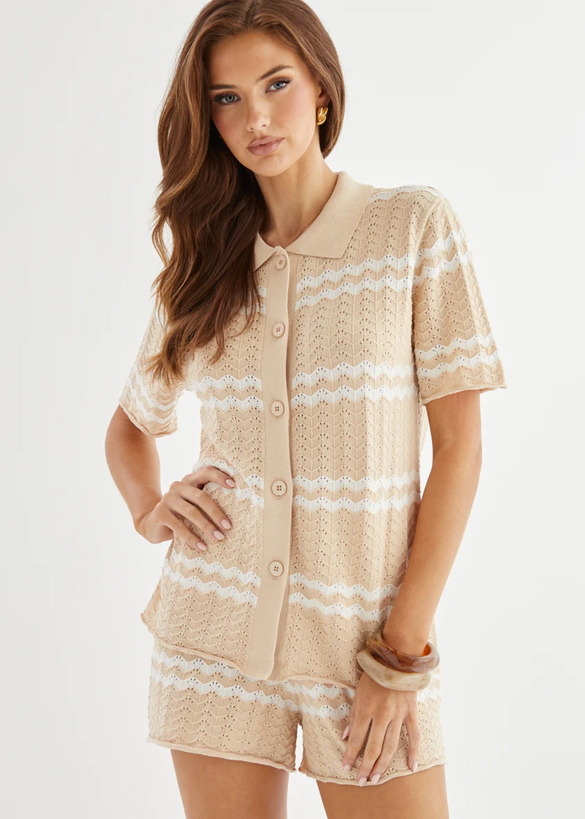 Mallorca Knit Top - Sand Stripe - Honorern
