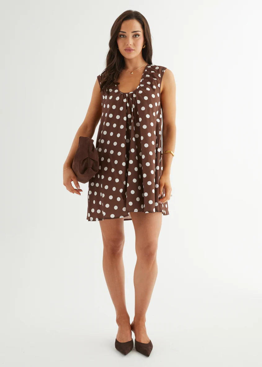 Lateasha Dress - Brown Polka Dot - Honorern