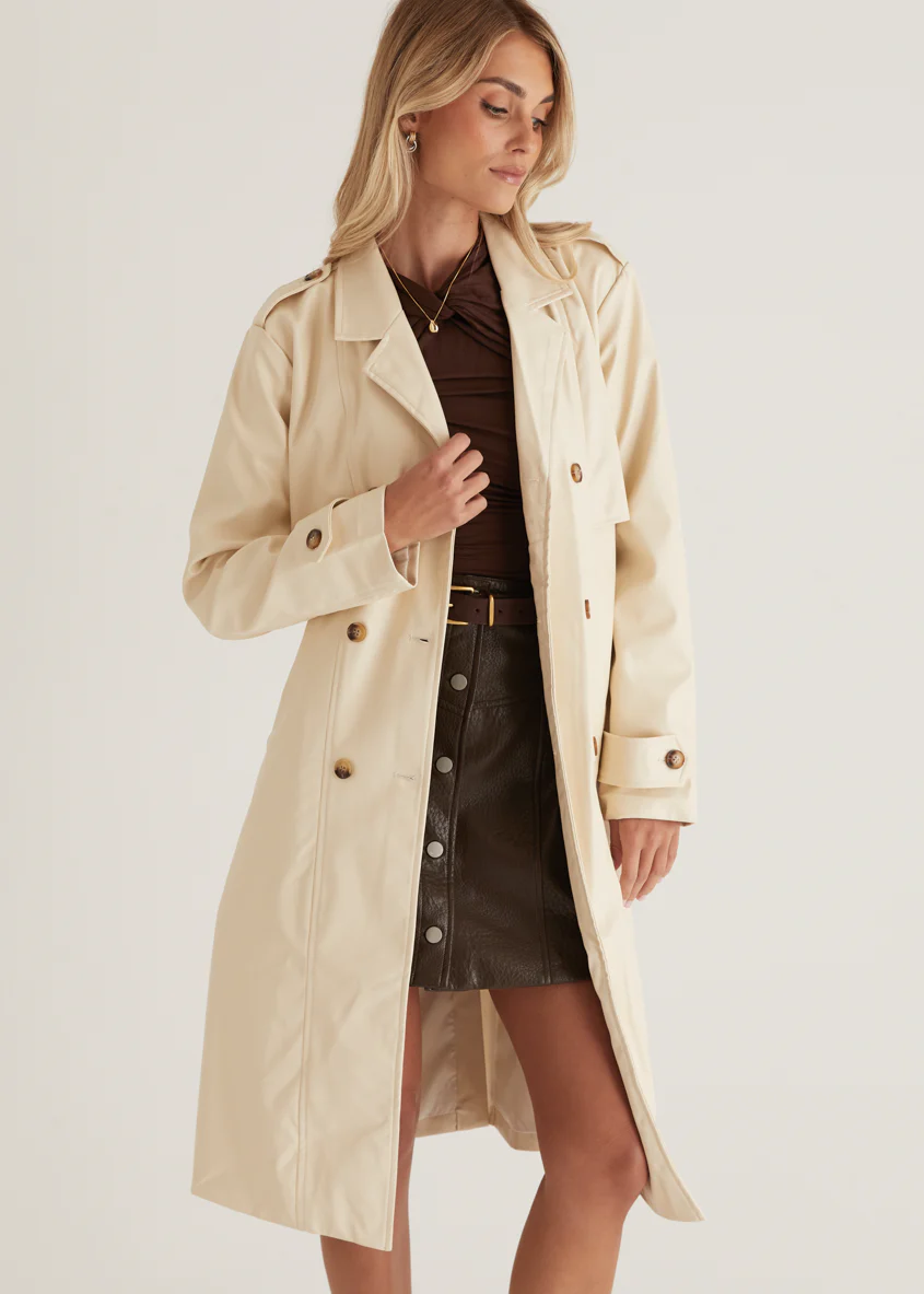 Elkie Pu Trench - Cream - Honorern