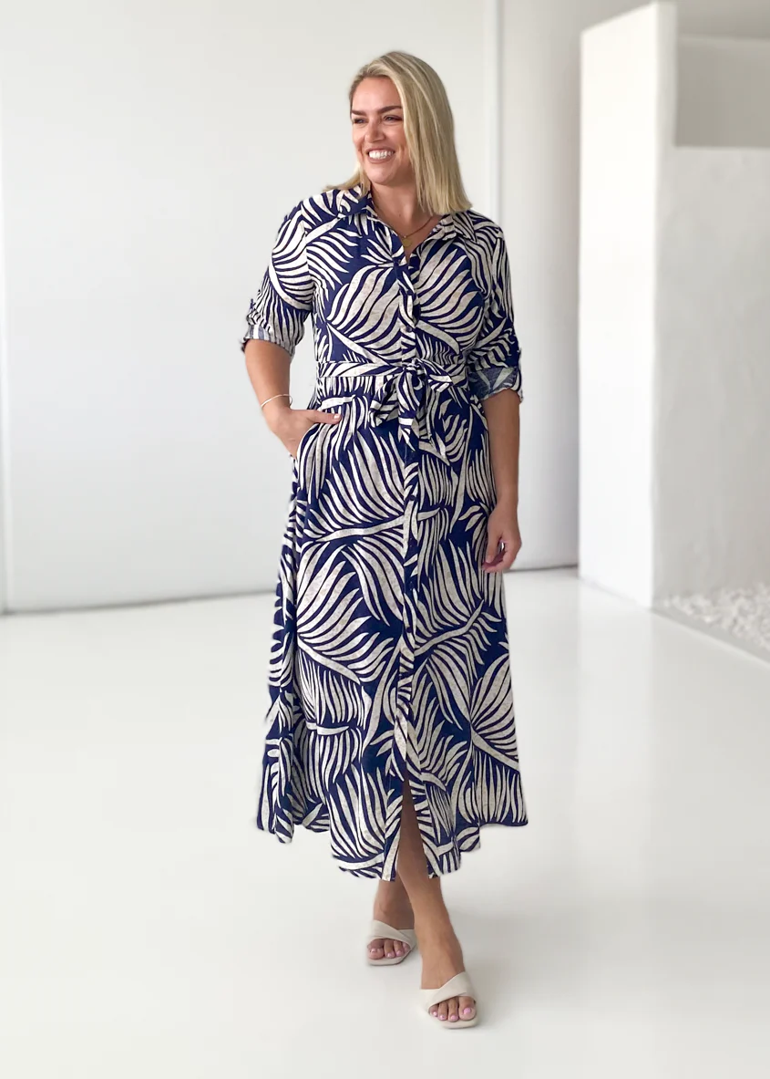 Luxe Midi Dress - Navy Fern - Honorern