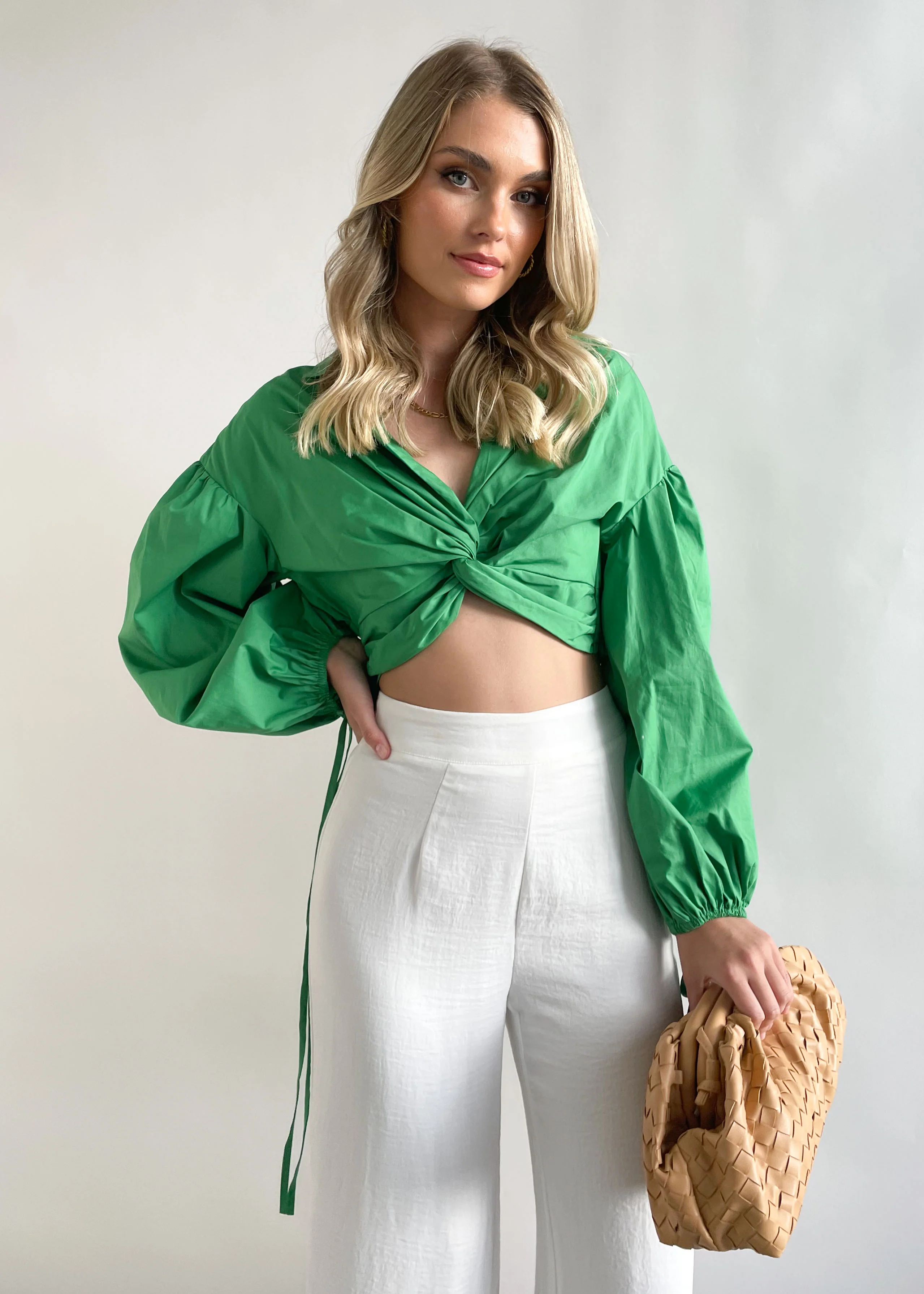 Simons Cropped Blouse - Green - Honorern
