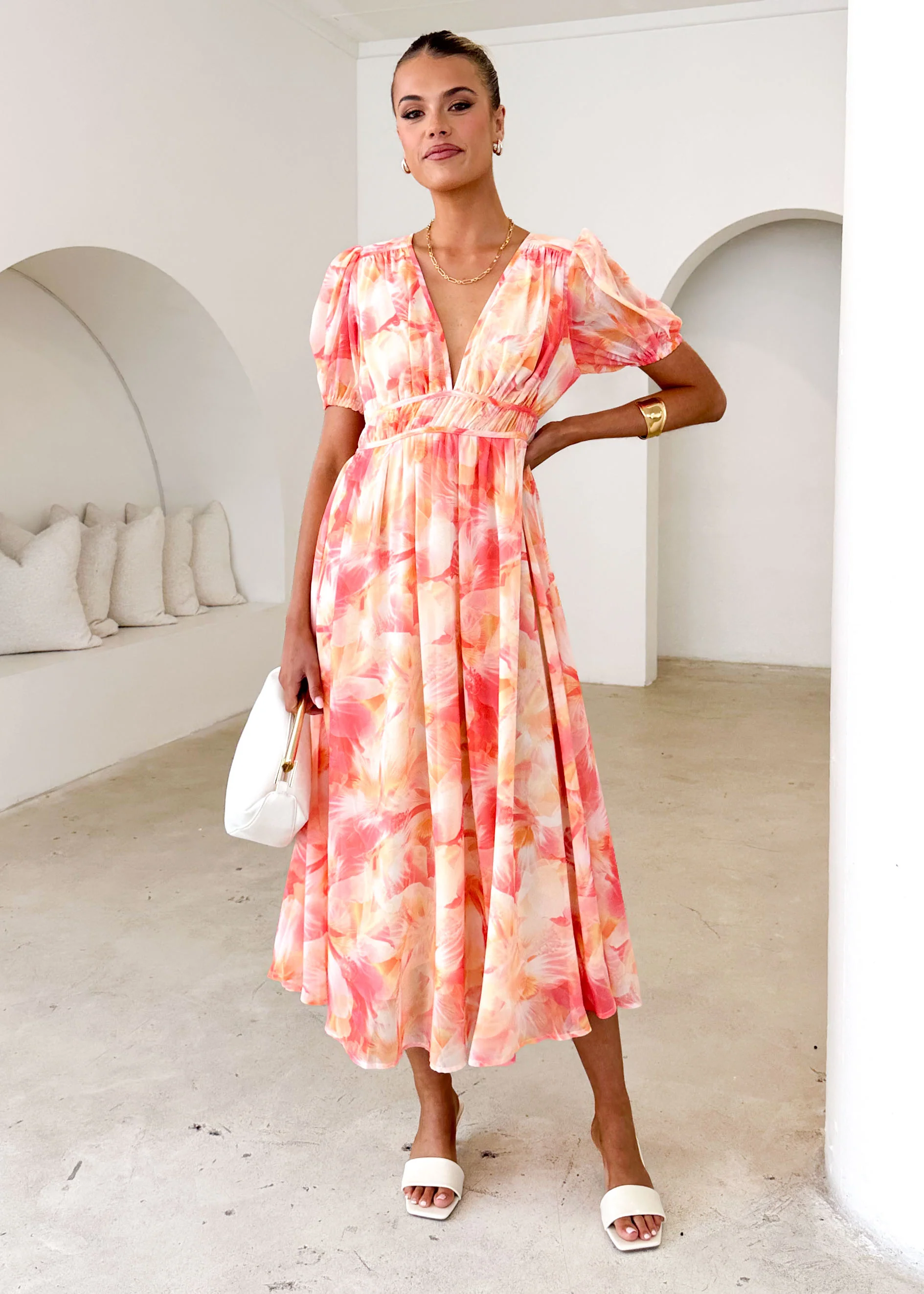 Revival Maxi Dress - Coral Splash - Honorern