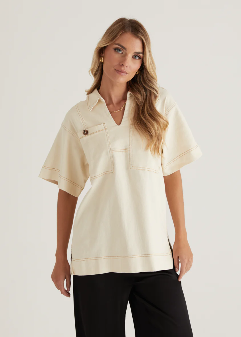 Caden Denim Shirt - Cream - Honorern