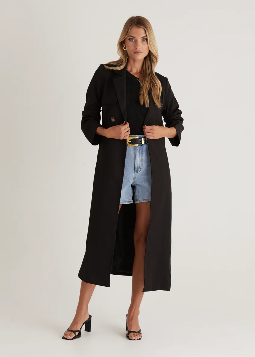 Kylie Trench Coat - Black - Honorern