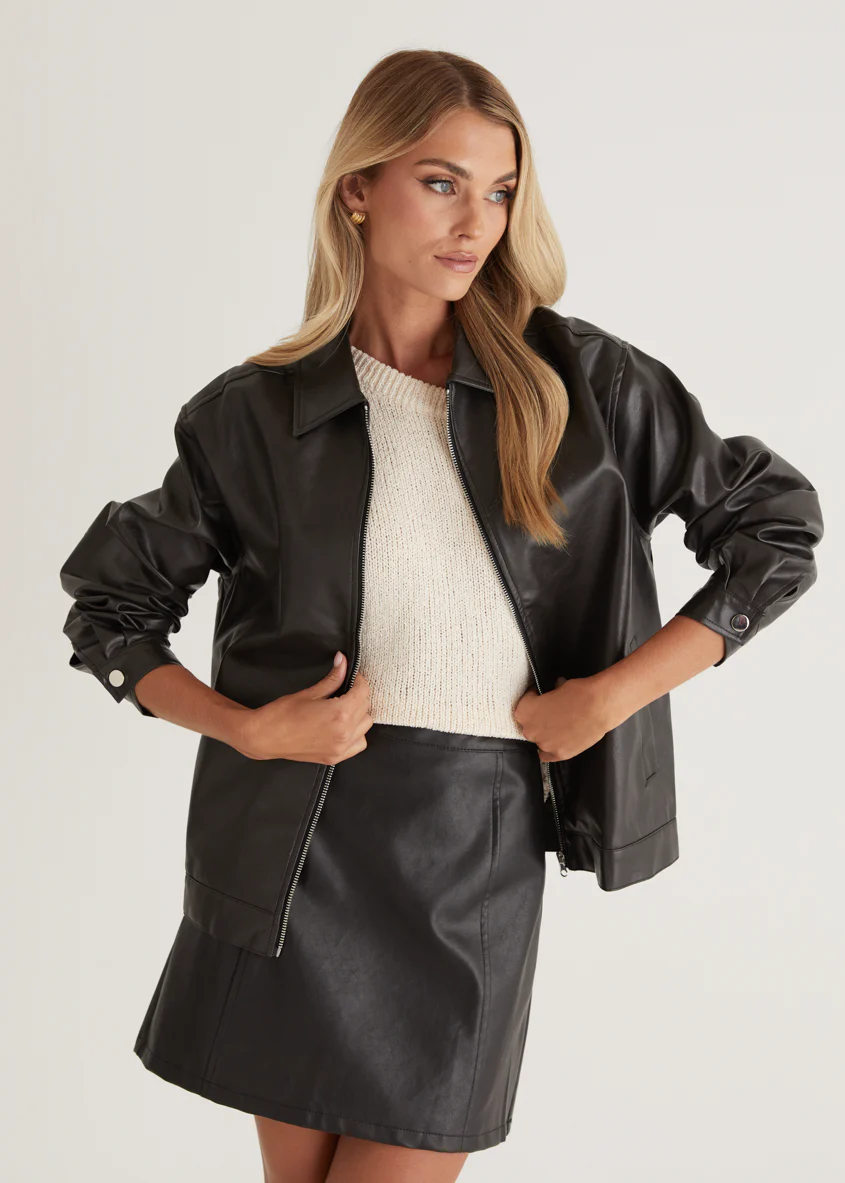Arrabelle PU Jacket - Black - Honorern